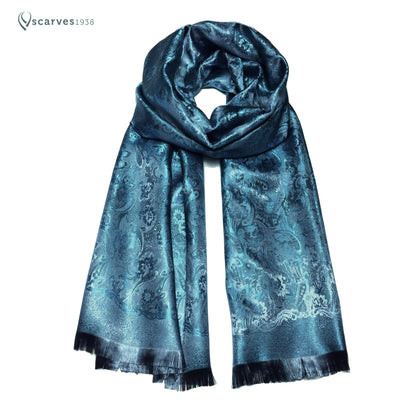 Electric Blue Silk Flower Scarf For Her