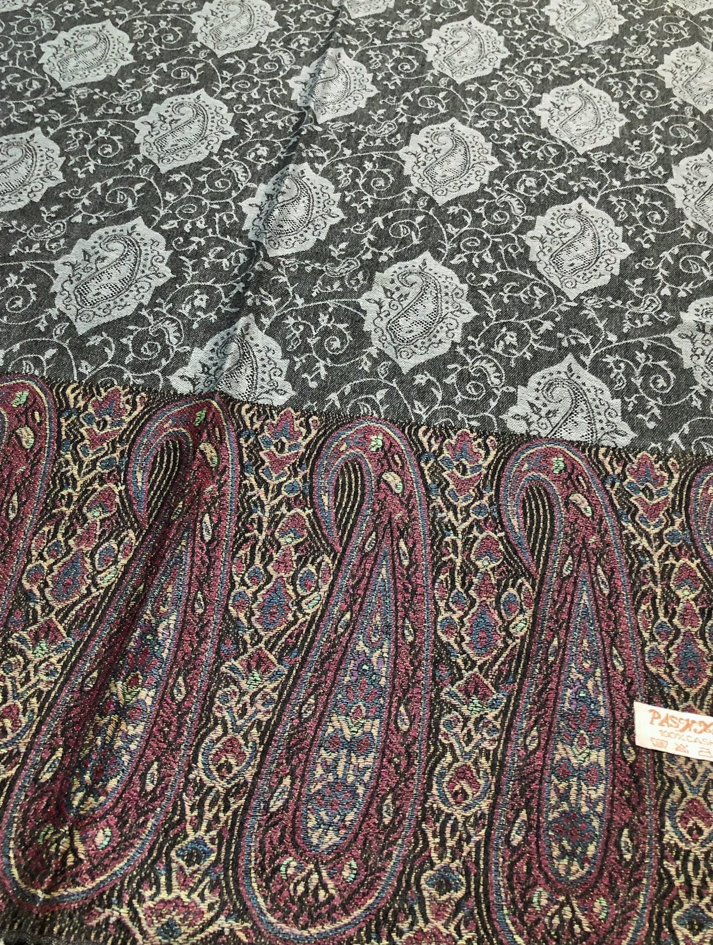 Gray Pashmina Scarf Paisley Wraps God Eyes