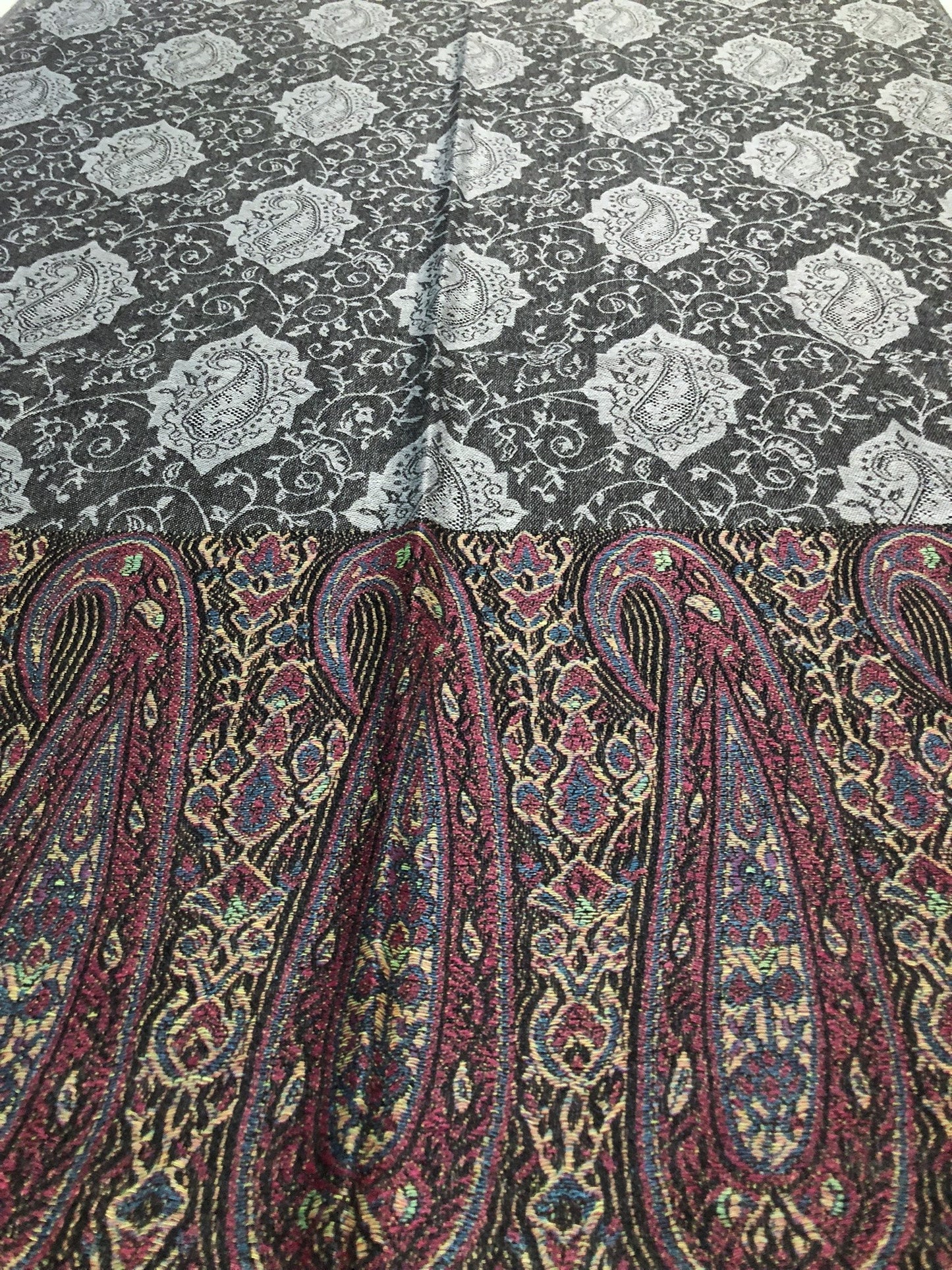 Gray Pashmina Scarf Paisley Wraps God Eyes