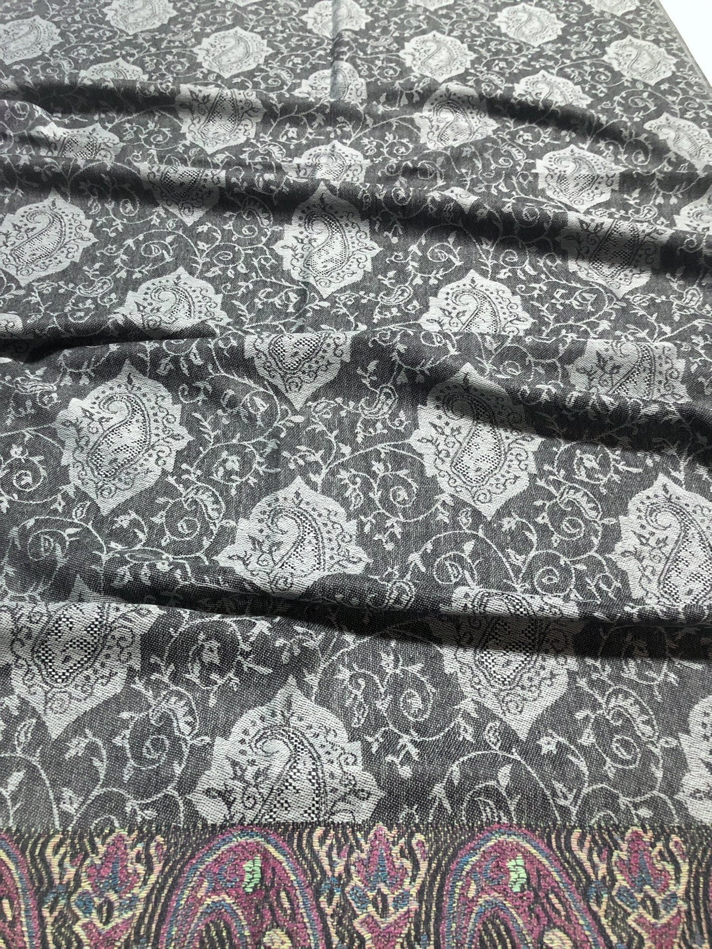 Gray Pashmina Scarf Paisley Wraps God Eyes