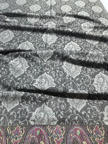 Gray Pashmina Scarf Paisley Wraps God Eyes