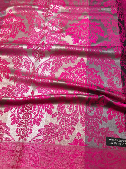 Fuchsia Gray Cashmere Scarf Hair Wrap Feeling