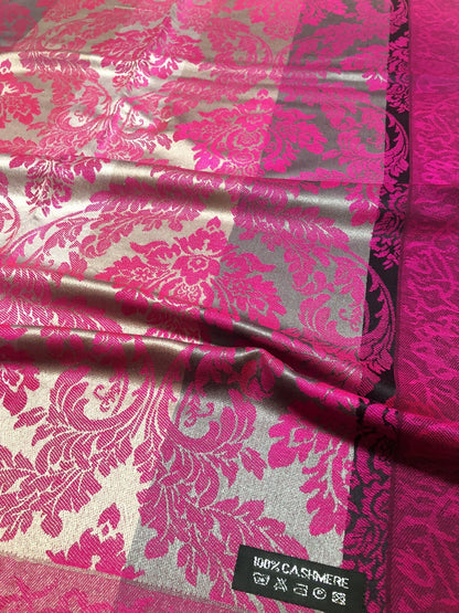 Fuchsia Gray Cashmere Scarf Hair Wrap Feeling