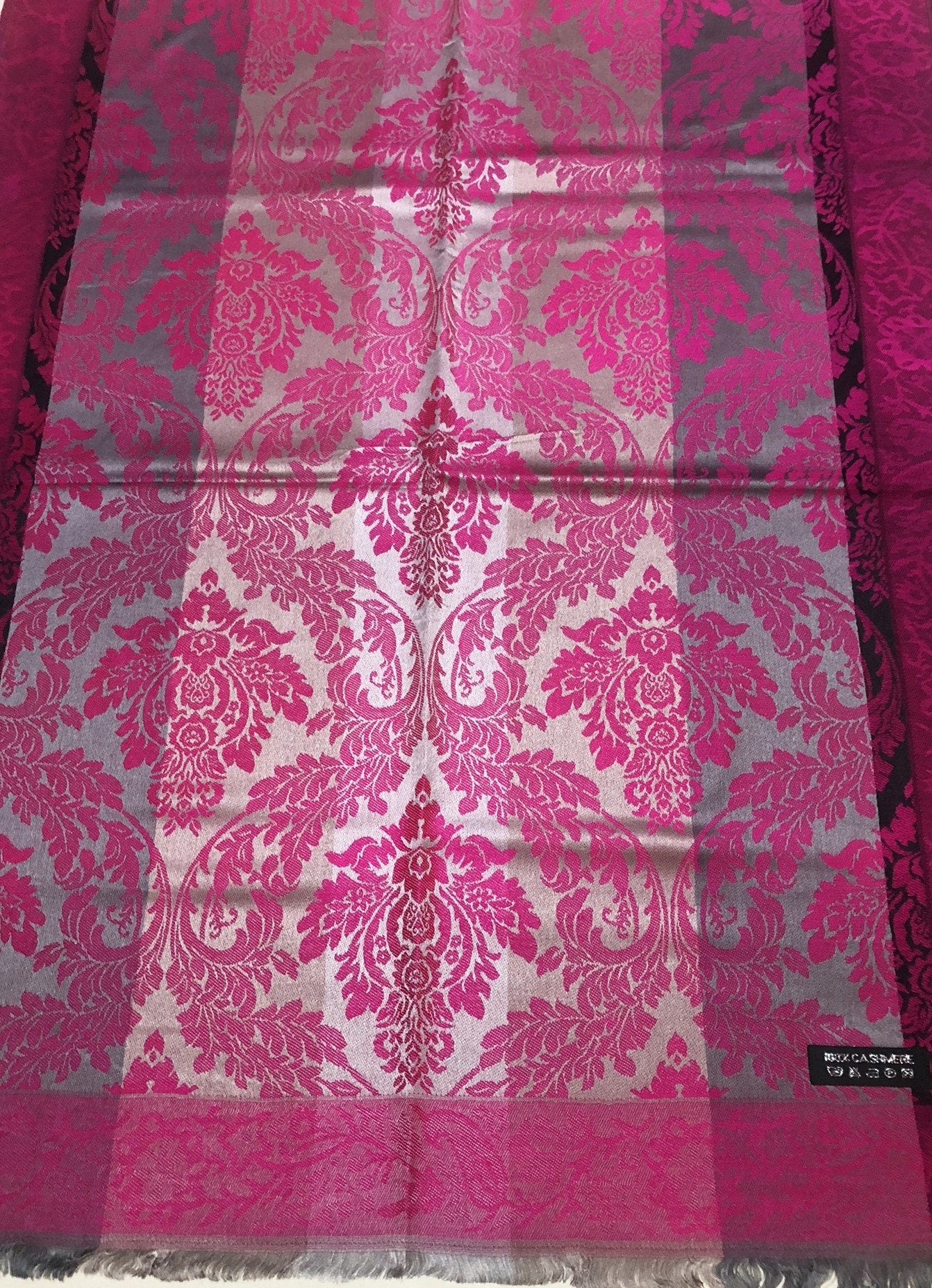 Fuchsia Gray Cashmere Scarf Hair Wrap Feeling