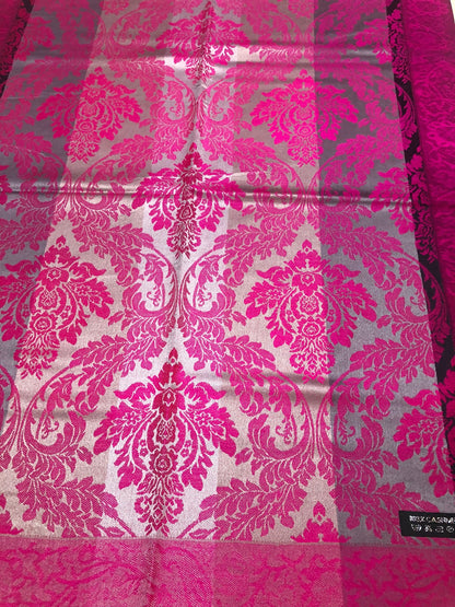 Fuchsia Gray Cashmere Scarf Hair Wrap Feeling