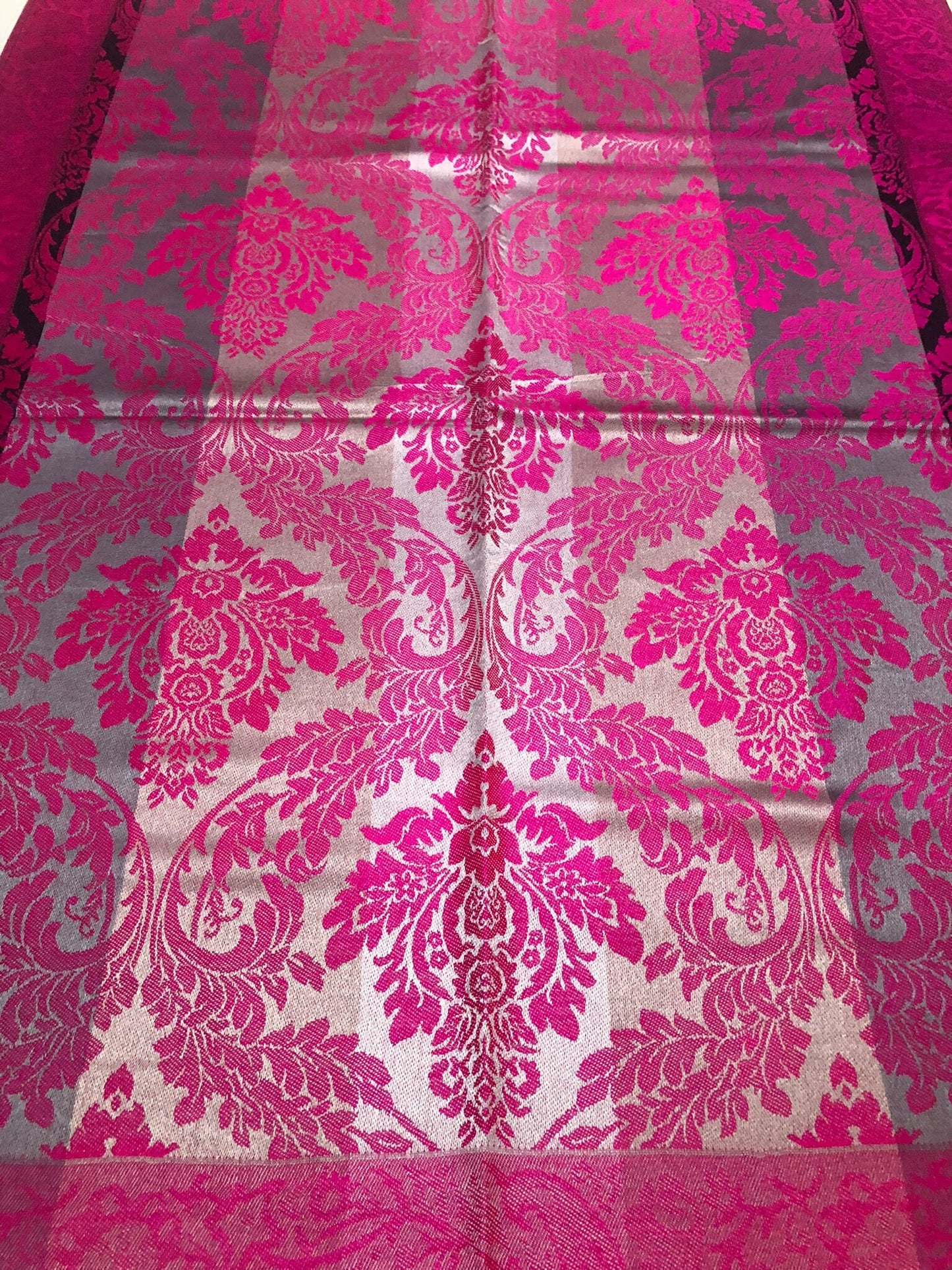 Fuchsia Gray Cashmere Scarf Hair Wrap Feeling