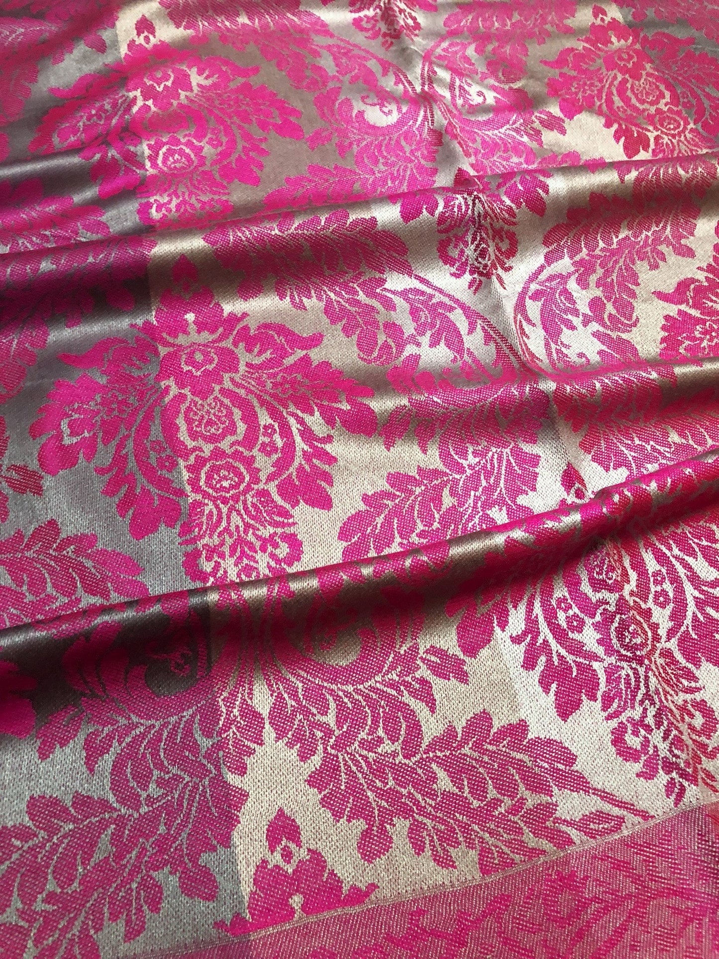 Fuchsia Gray Cashmere Scarf Hair Wrap Feeling