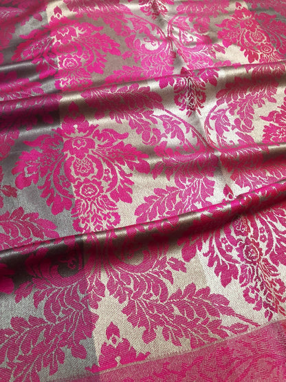 Fuchsia Gray Cashmere Scarf Hair Wrap Feeling