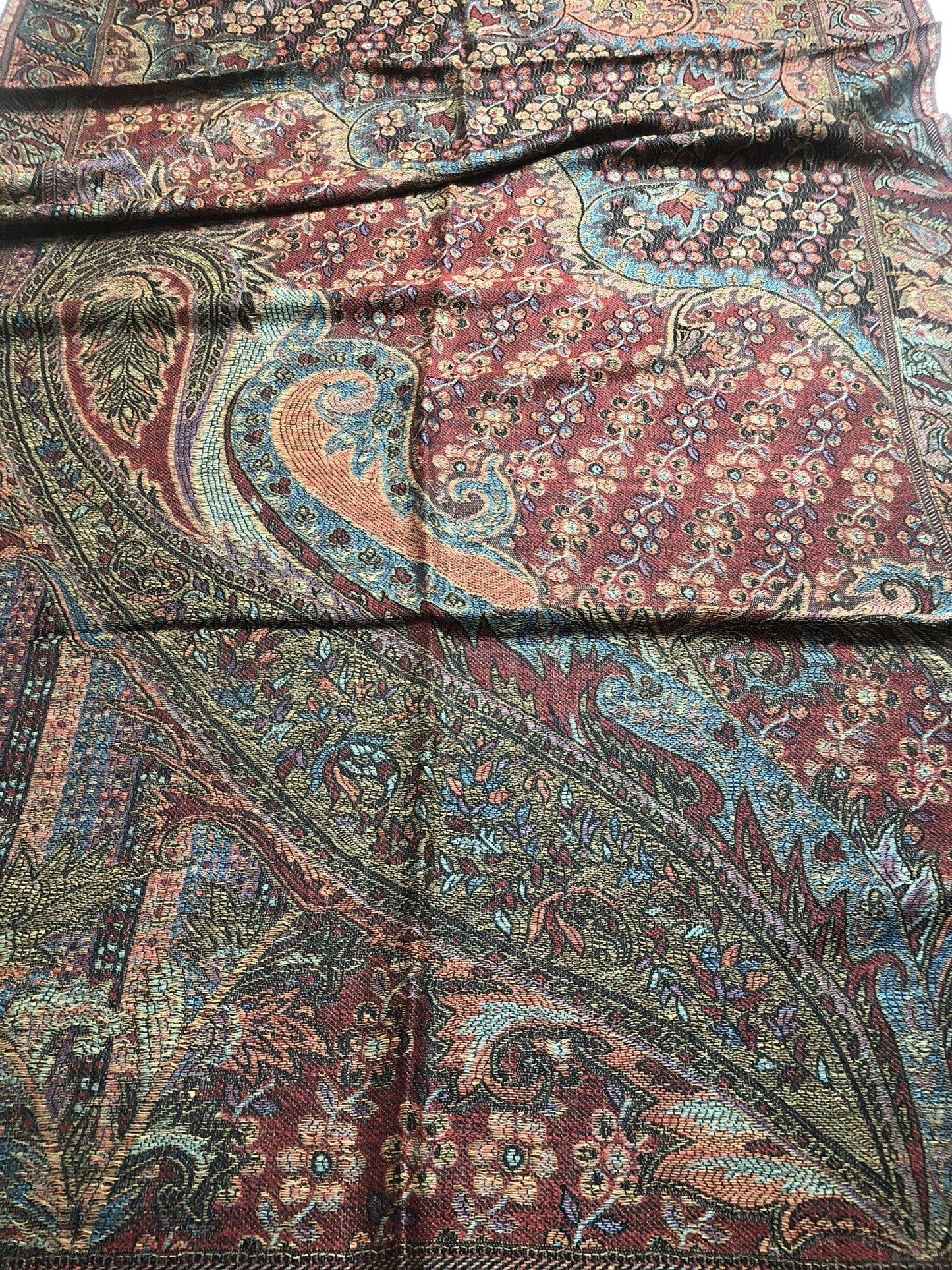Pashmina Scarf: Colorful Paisley Floral Ethnic Flowers