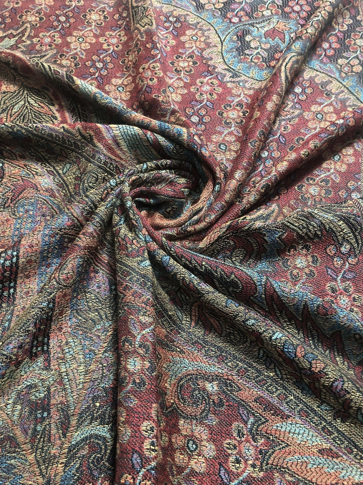 Pashmina Scarf: Colorful Paisley Floral Ethnic Flowers