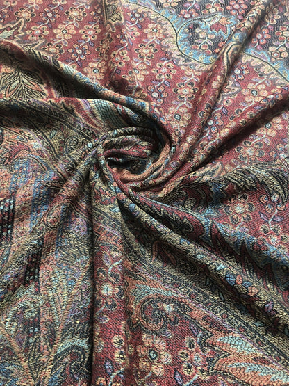 Pashmina Scarf: Colorful Paisley Floral Ethnic Flowers