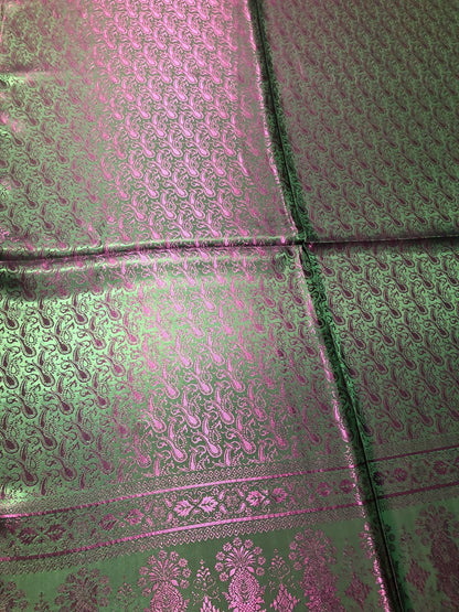 Green Hot Pink Silk Scarf Paisley For