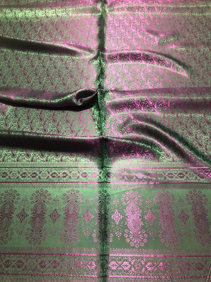 Green Hot Pink Silk Scarf Paisley For
