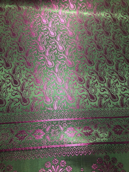 Green Hot Pink Silk Scarf Paisley For
