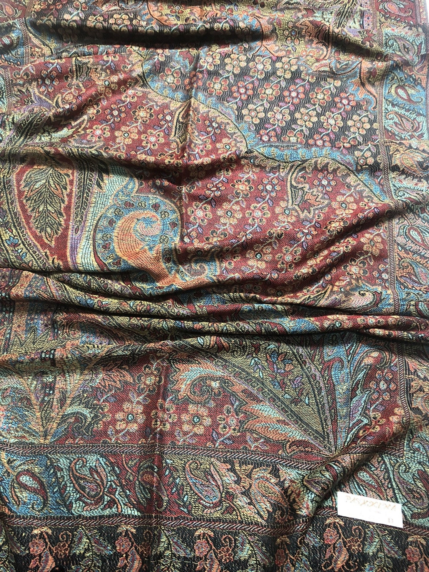 Pashmina Scarf: Colorful Paisley Floral Ethnic Flowers