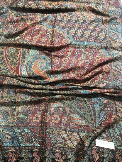 Pashmina Scarf: Colorful Paisley Floral Ethnic Flowers