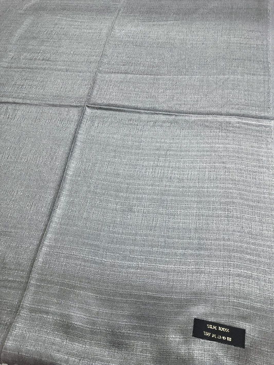 Light Gray Raw Silk Scarf - Unisex shawl - Handmade scarf