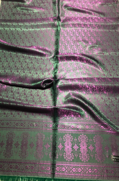 Green Hot Pink Silk Scarf Paisley For