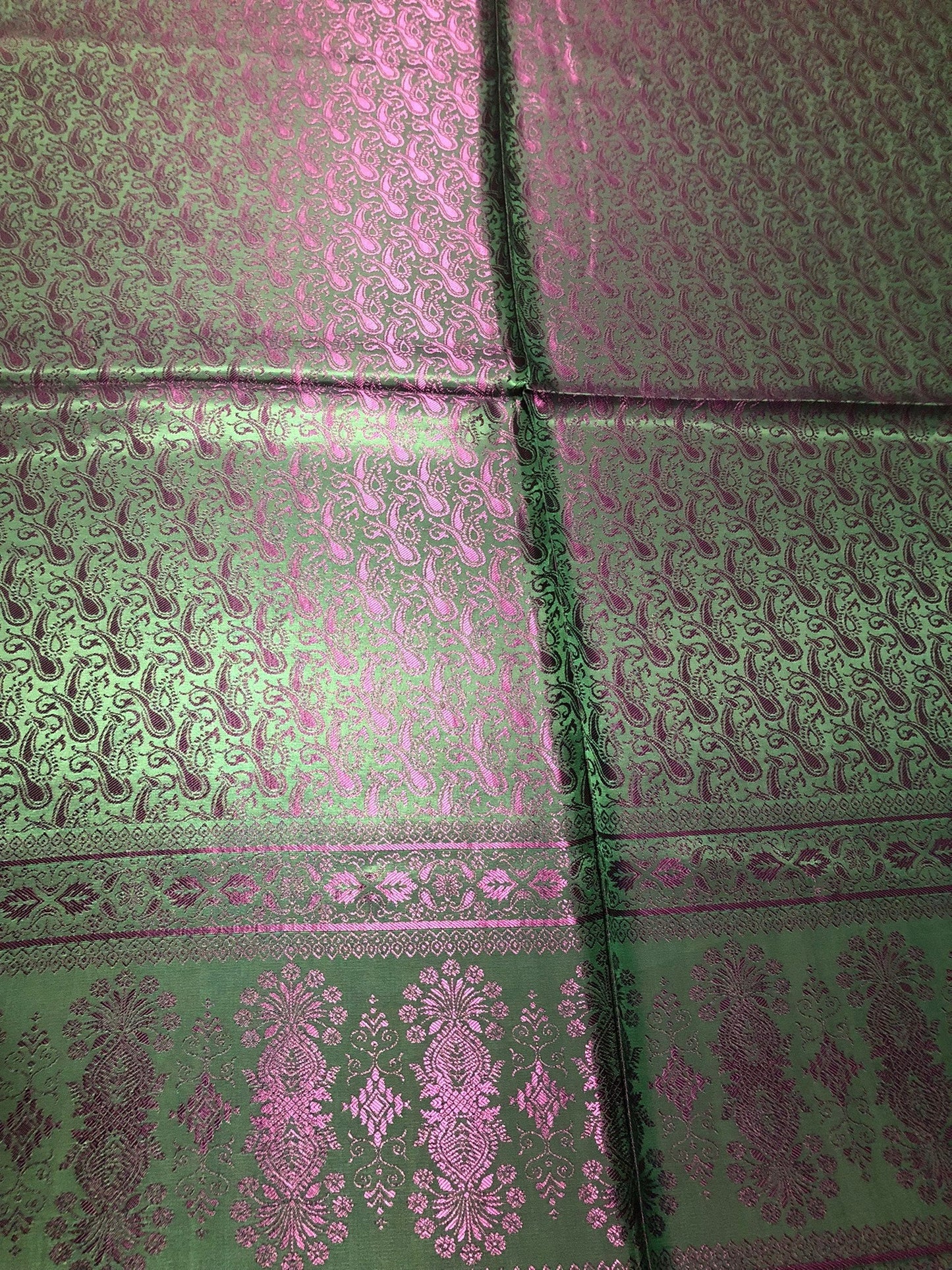 Green Hot Pink Silk Scarf Paisley For