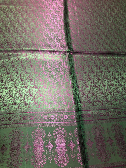Green Hot Pink Silk Scarf Paisley For