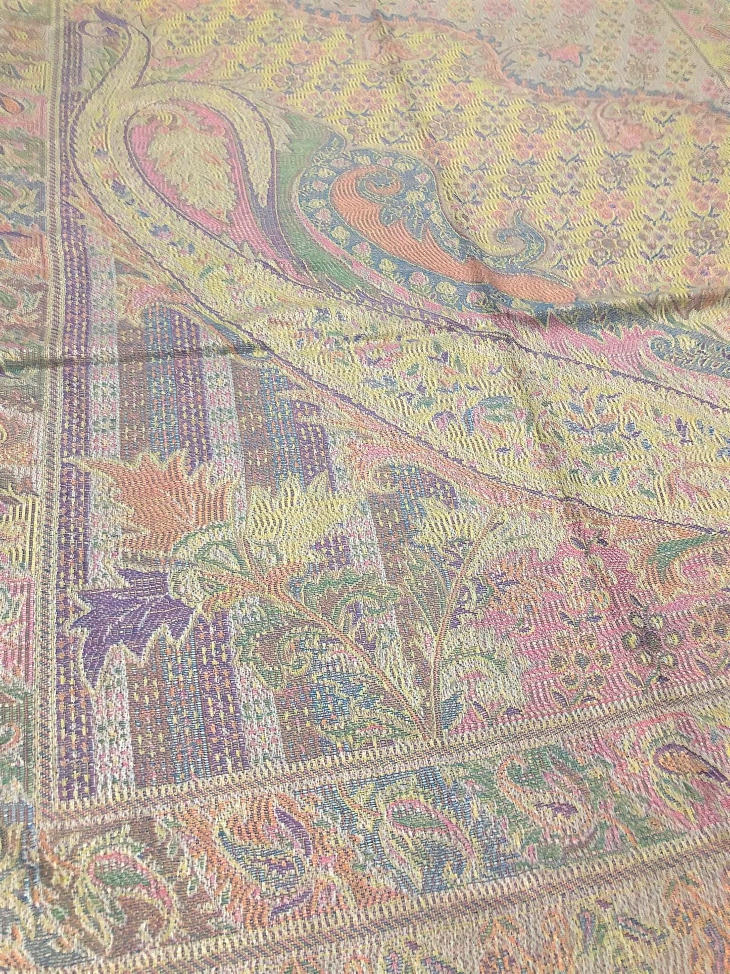 Light Colors Pashmina Scarf Ethnic Paisley Flowers