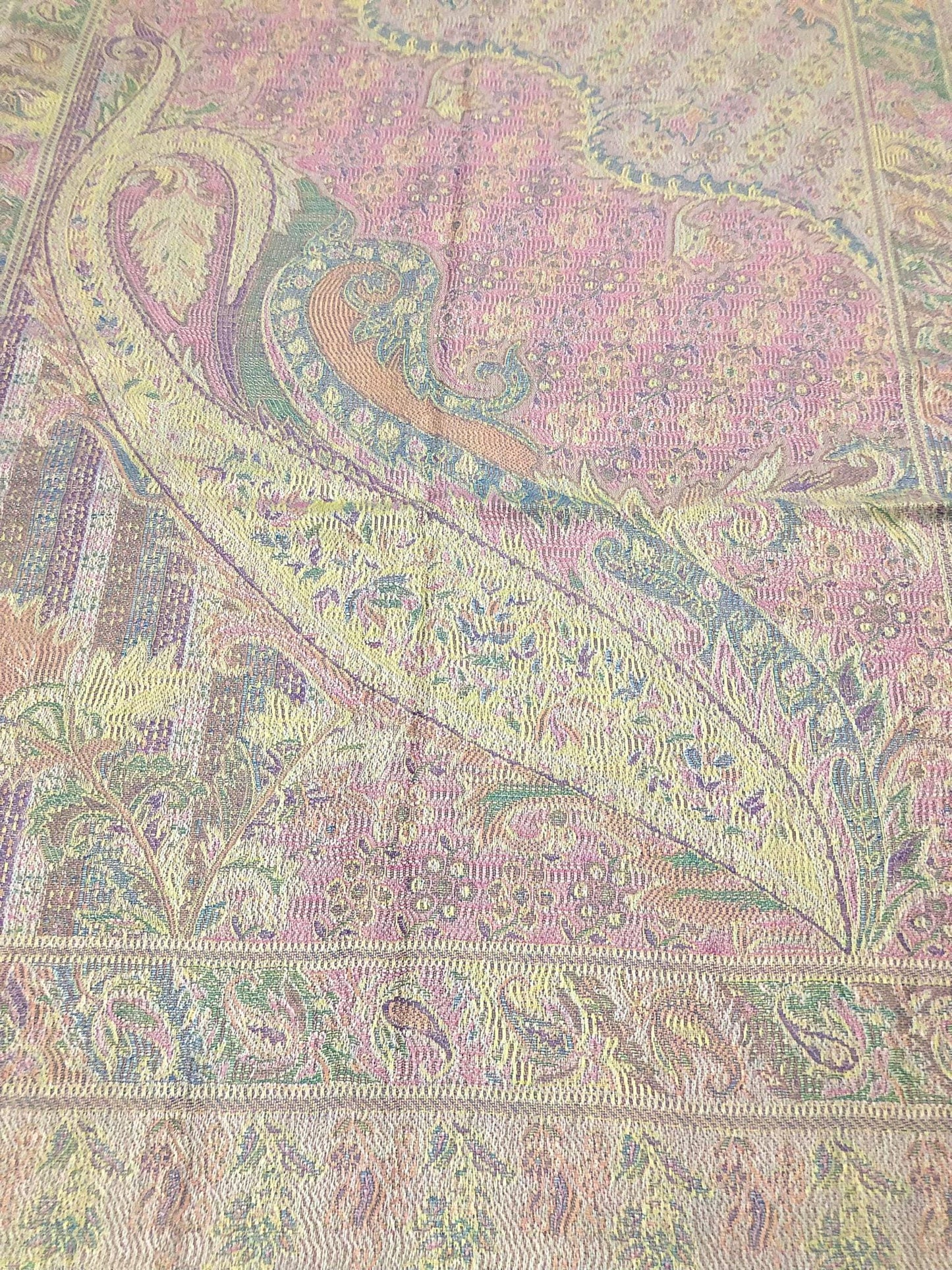 Light Colors Pashmina Scarf Ethnic Paisley Flowers