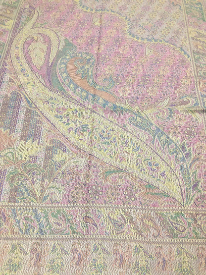 Light Colors Pashmina Scarf Ethnic Paisley Flowers