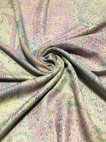 Light Colors Pashmina Scarf Ethnic Paisley Flowers
