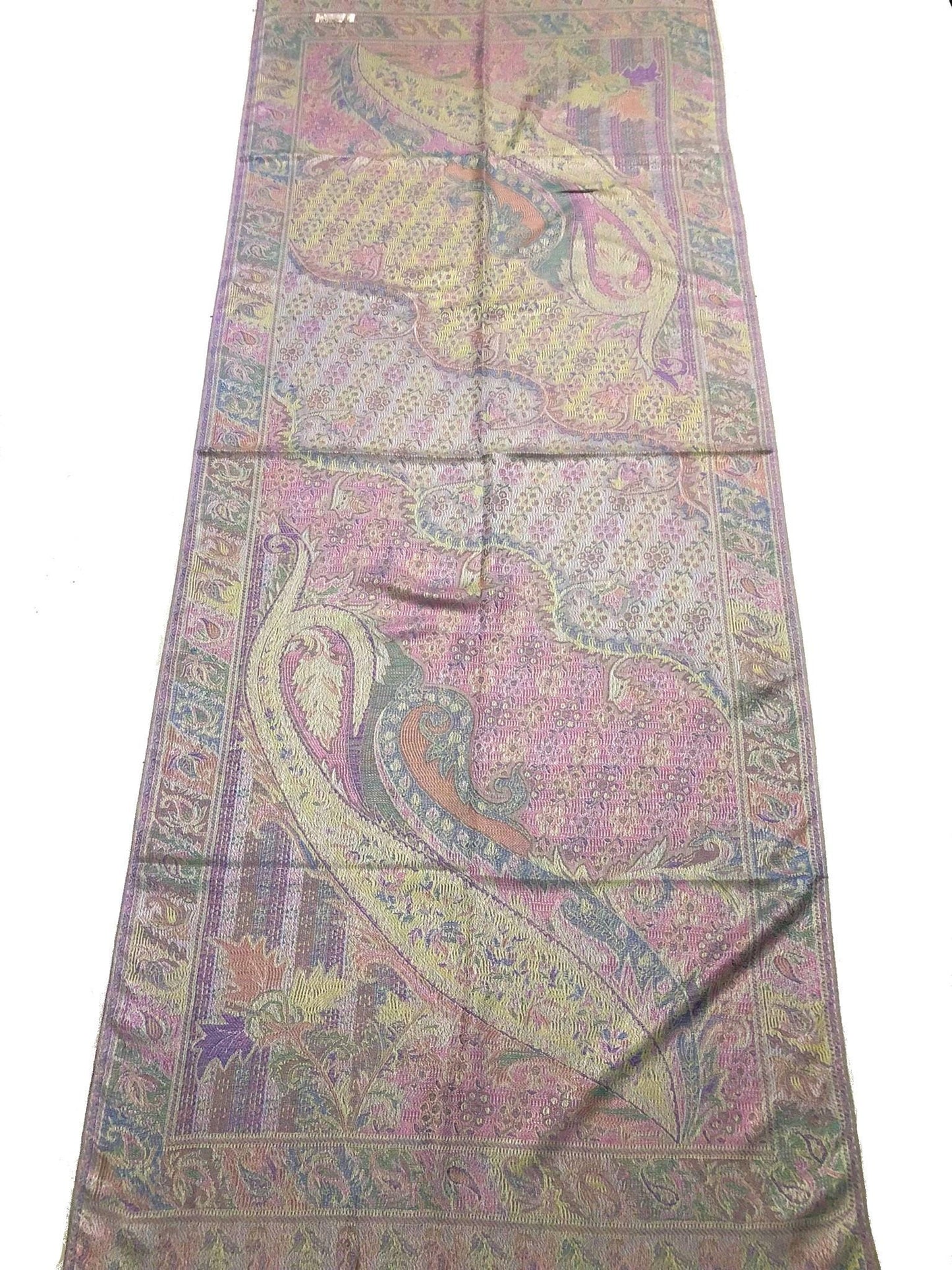 Light Colors Pashmina Scarf Ethnic Paisley Flowers