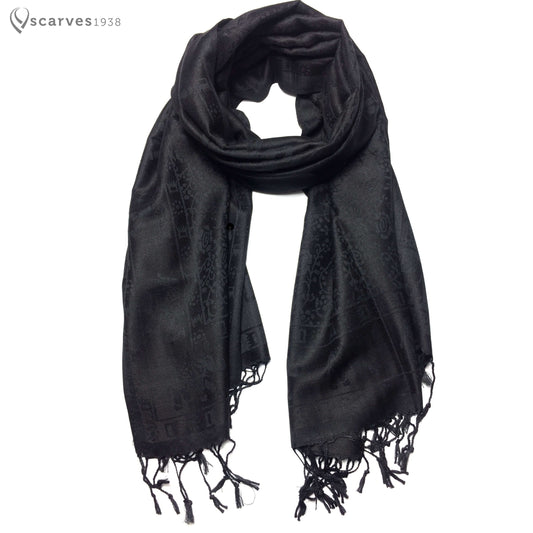 Pashmina Elephant Scarf Black Head Wraps Tribal