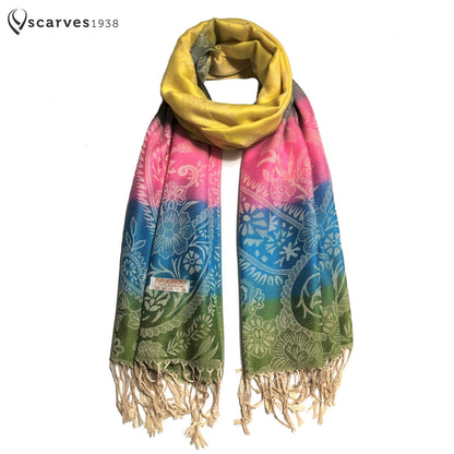 Colorful Pashmina Scarf Paisley Wrap Flowers