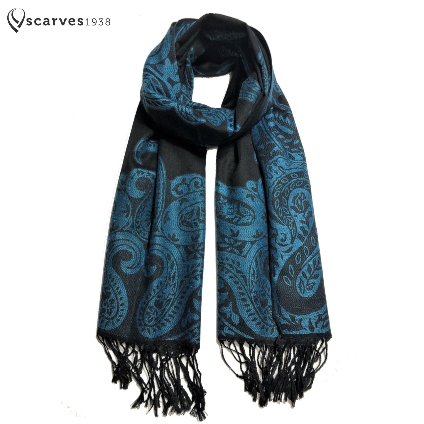Turquoise Black Paisley Scarf Clothing Hair Wrap