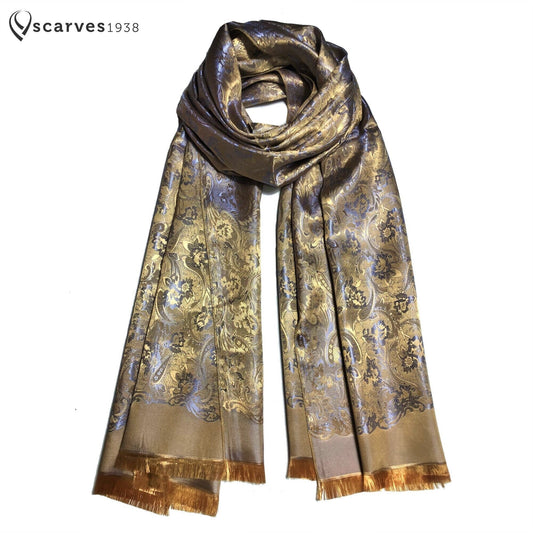 Gold Reversible Silk Scarf For Her Bridesmaid