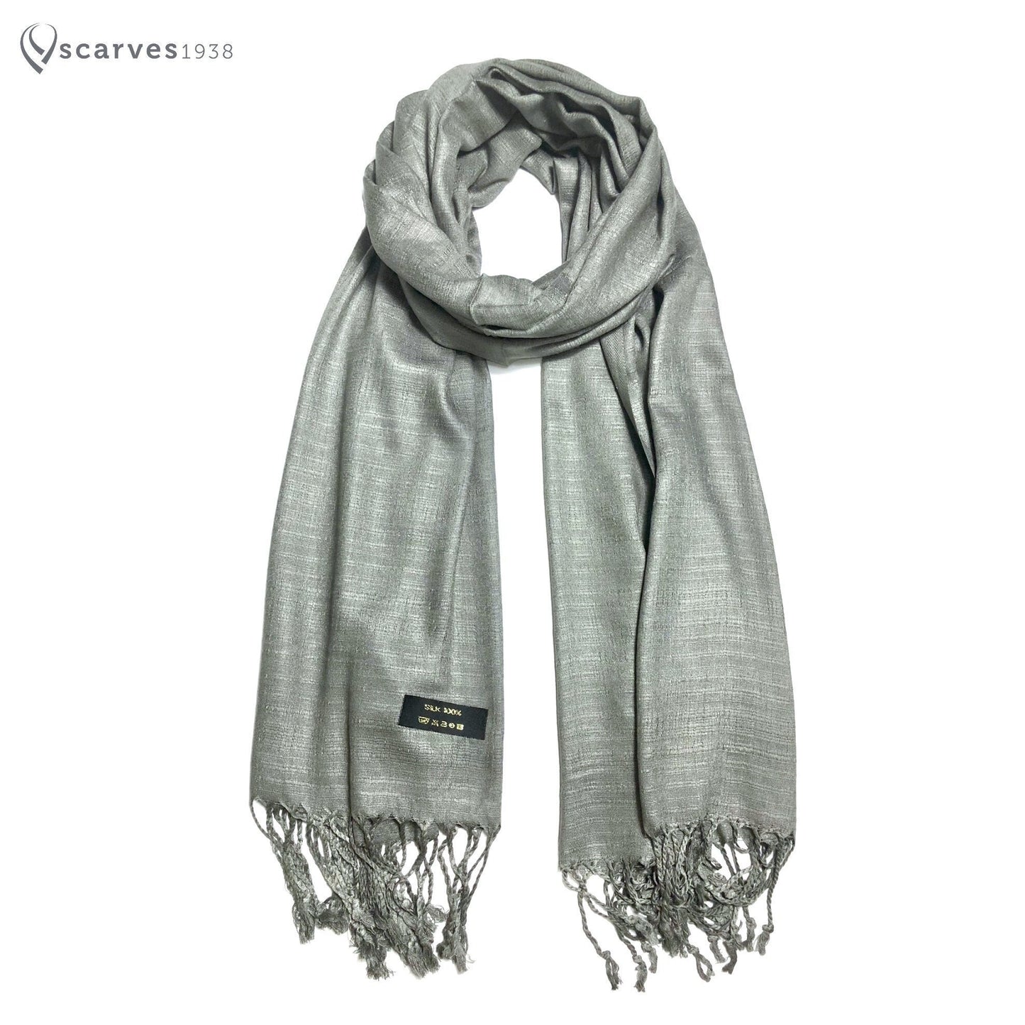 Gray Raw Thai Silk Scarf For Her