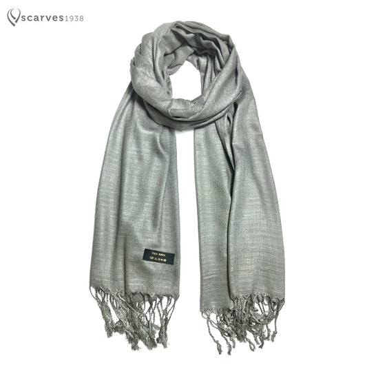 Gray Raw Thai Silk Scarf For Her