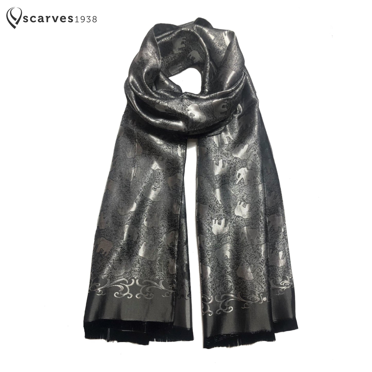 Gray Elephants Silk Scarf Lover Gypsy Scarfs