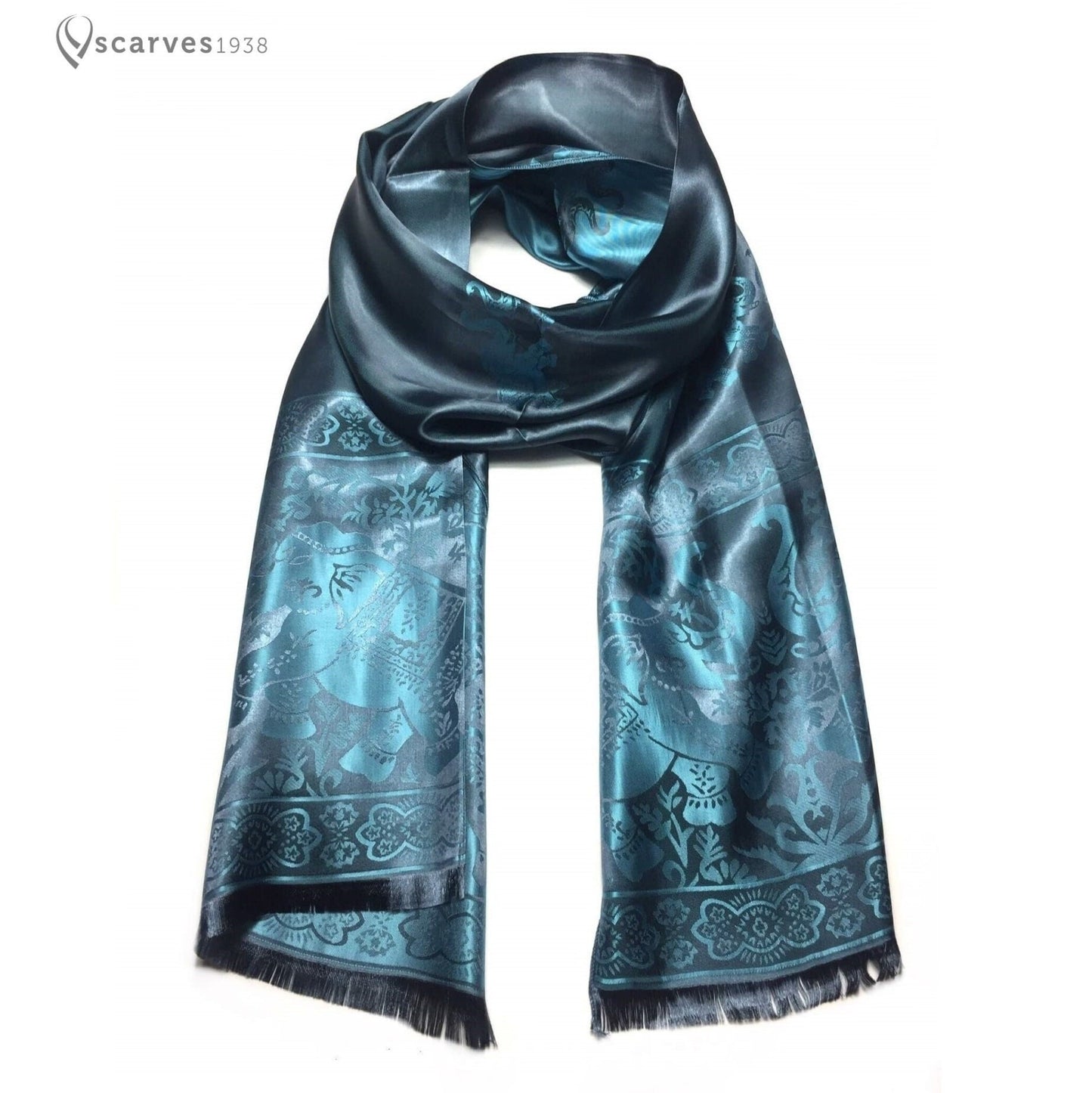 Silk Scarf Blue Elephant Lover Wraps Shawls