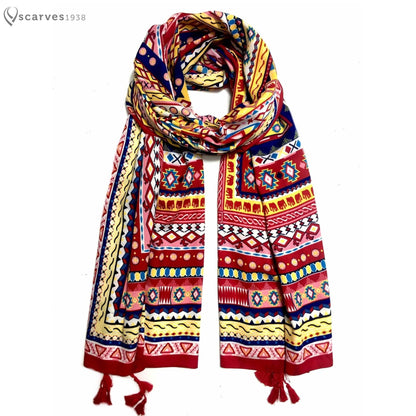 Large Ethnic Scarf Oversized Rainbow Bohoscarf Maxi