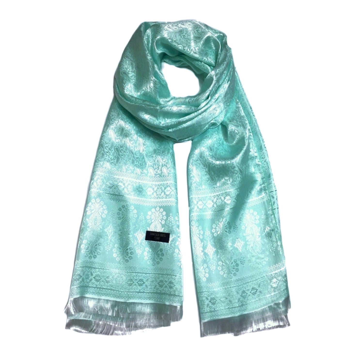 Silk Scarf Paisley Aquamarine Gypsy