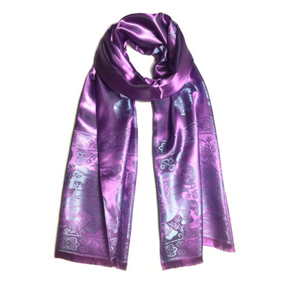 Silk Scarf Purple Elephant Lover Shawls &