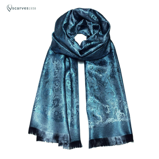 Electric Blue Silk Flower Scarf For Her