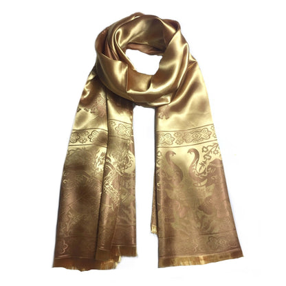 Dark Golden Silk Scarf For Her &