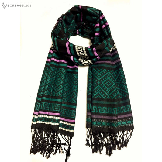 Pashmina Scarf Dark Green Tribal Ethnic Unisexscarf