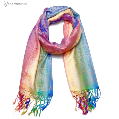 Colorful Pashmina Scarf, Elephant Rainbow scarf, rave accessories, festival scarf, scarves1938