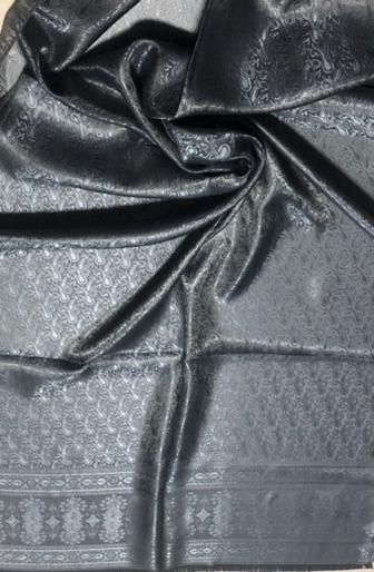 Gray Shiny Silk Scarf For Her Reversible
