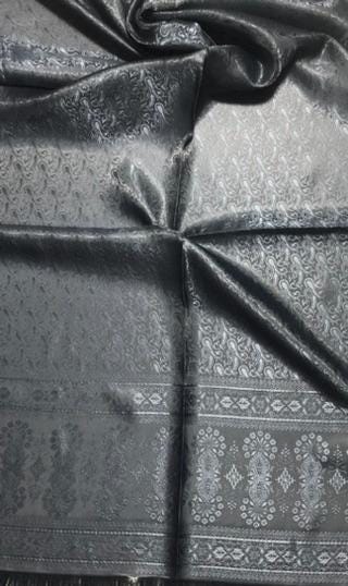 Gray Shiny Silk Scarf For Her Reversible