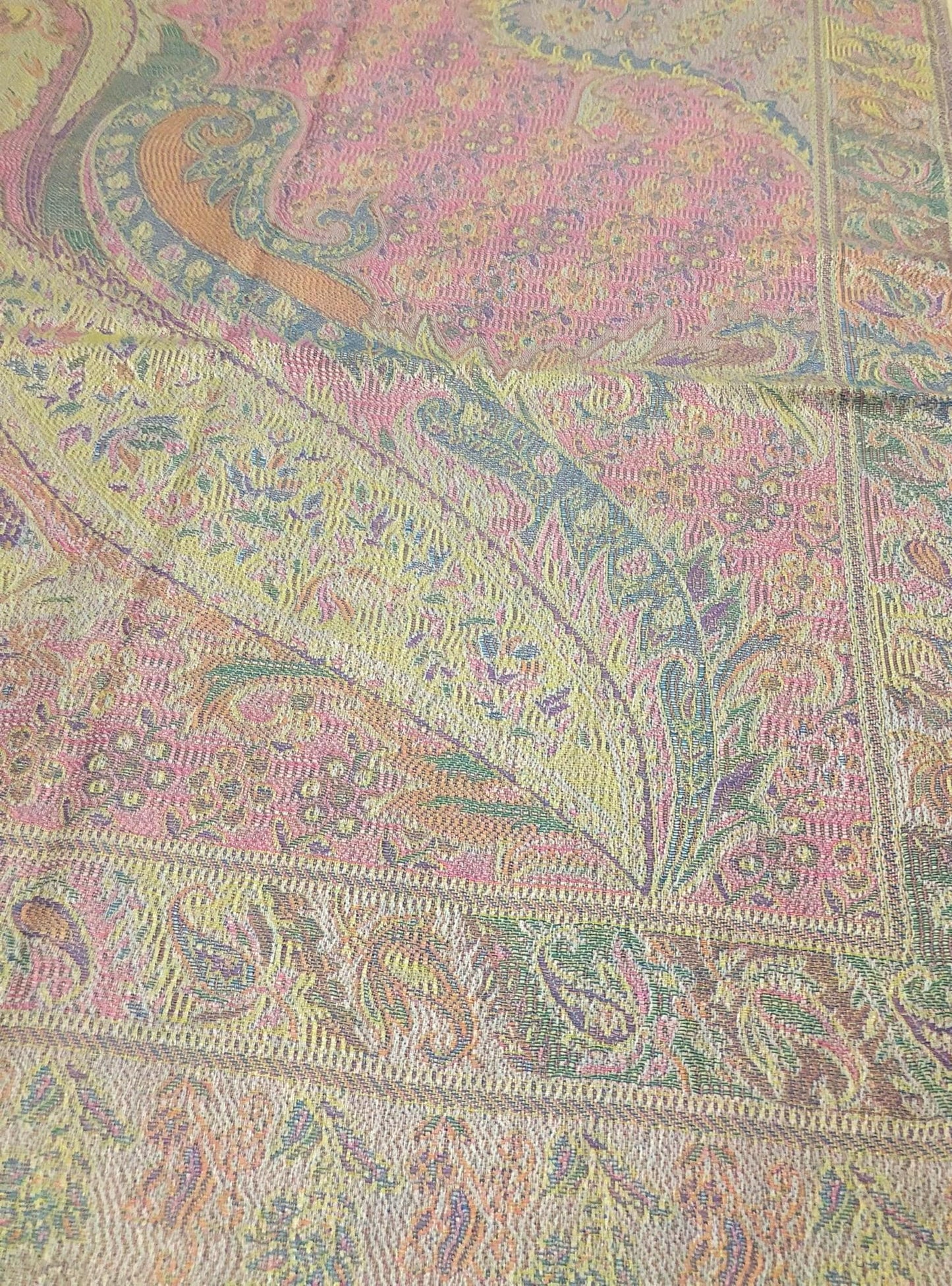 Light Colors Pashmina Scarf Ethnic Paisley Flowers
