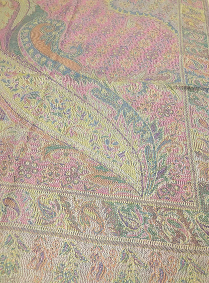 Light Colors Pashmina Scarf Ethnic Paisley Flowers