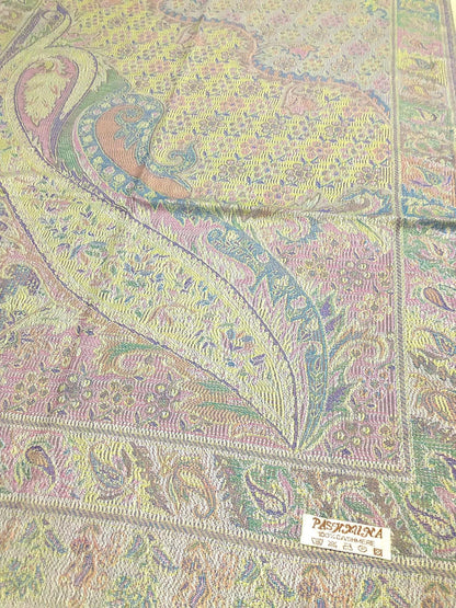 Light Colors Pashmina Scarf Ethnic Paisley Flowers