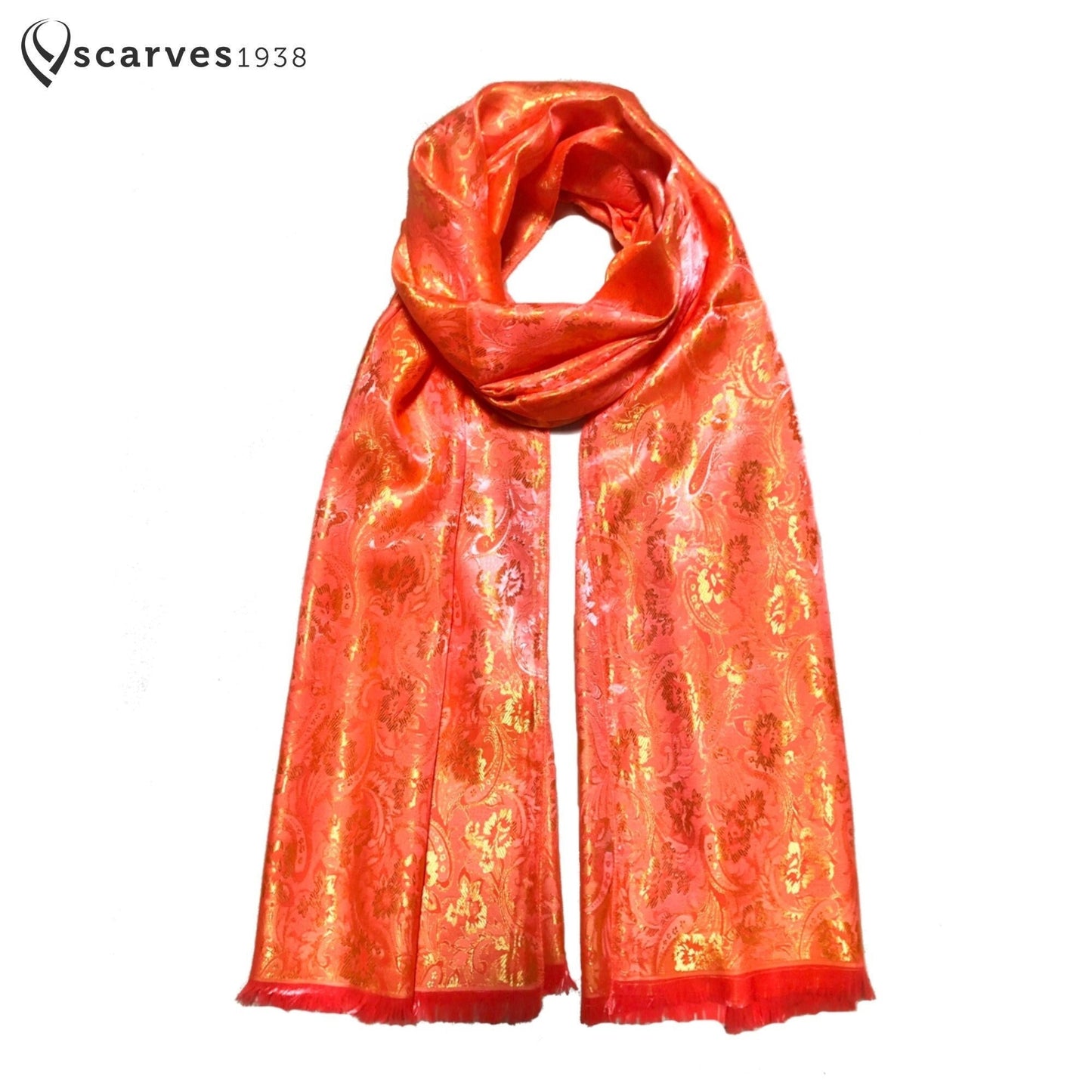 Orange Flower Silk Scarf For Her Flowers